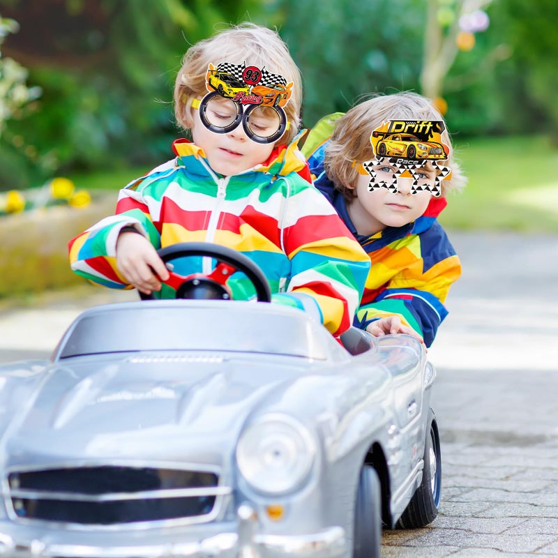 Herdear 32 Pcs Race Car Party Decorations Favor Racing Paper Glasses Frame Trunk Car Theme Eyeglasses Racing Car Party Favors for Boys Race Car Birthday Party Baby Shower Supplies Favors - Image 5